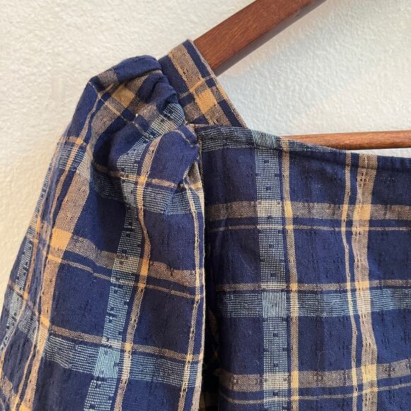 Madewell Navy and Brown Plaid Blouse - Picture 9 of 16